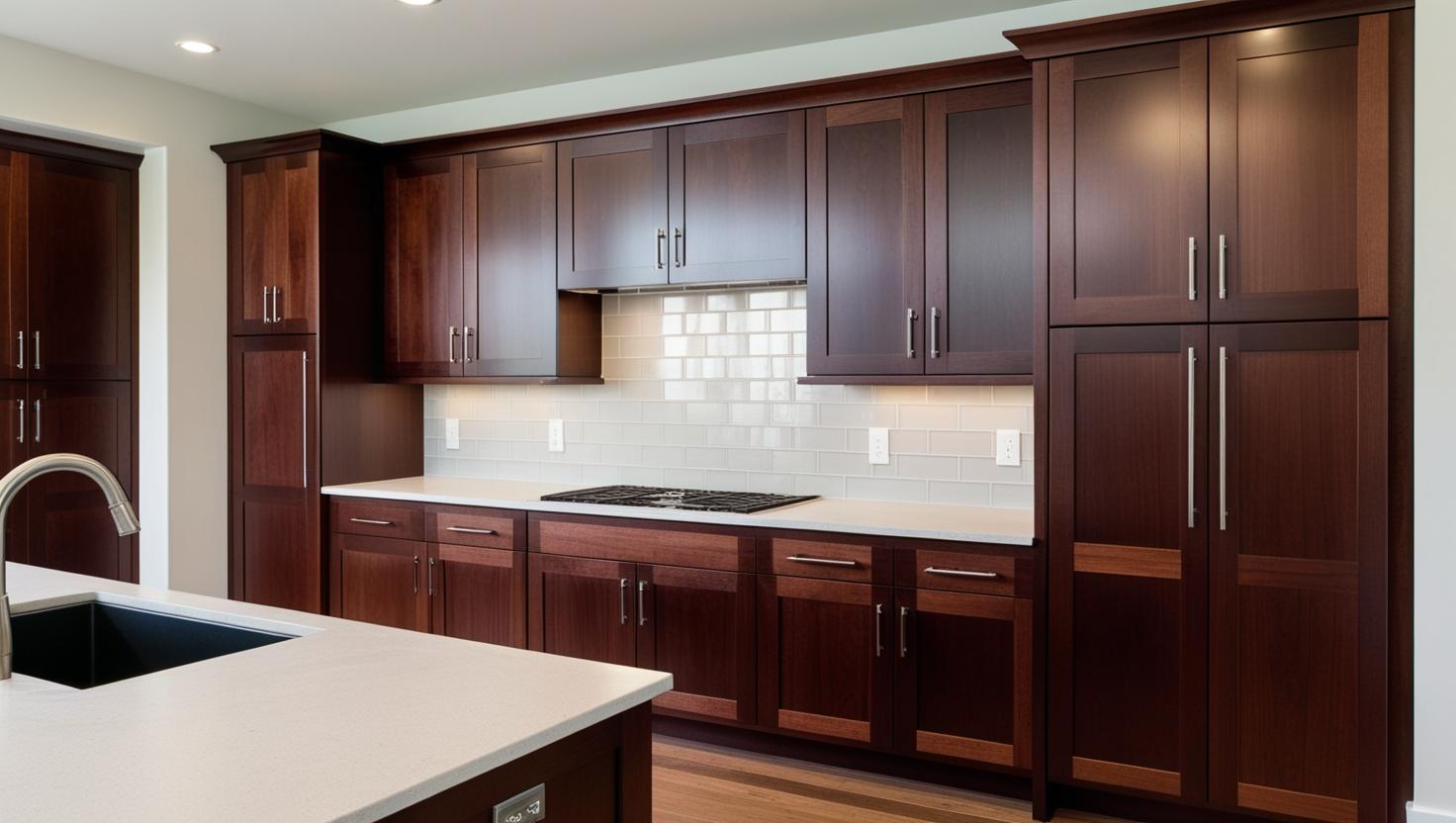Custom Cabinetry & Woodwork_Kitchen cabinets show whole kitchen wall with the cabinets and sink counter (2)