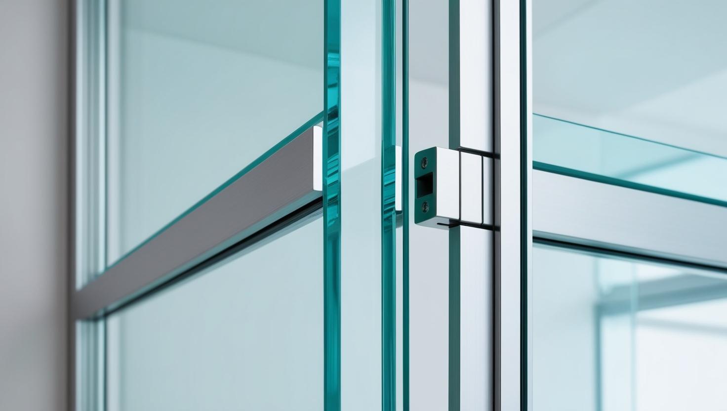 Glass partitions (frameless or aluminum-framed) closeup of joints (1)