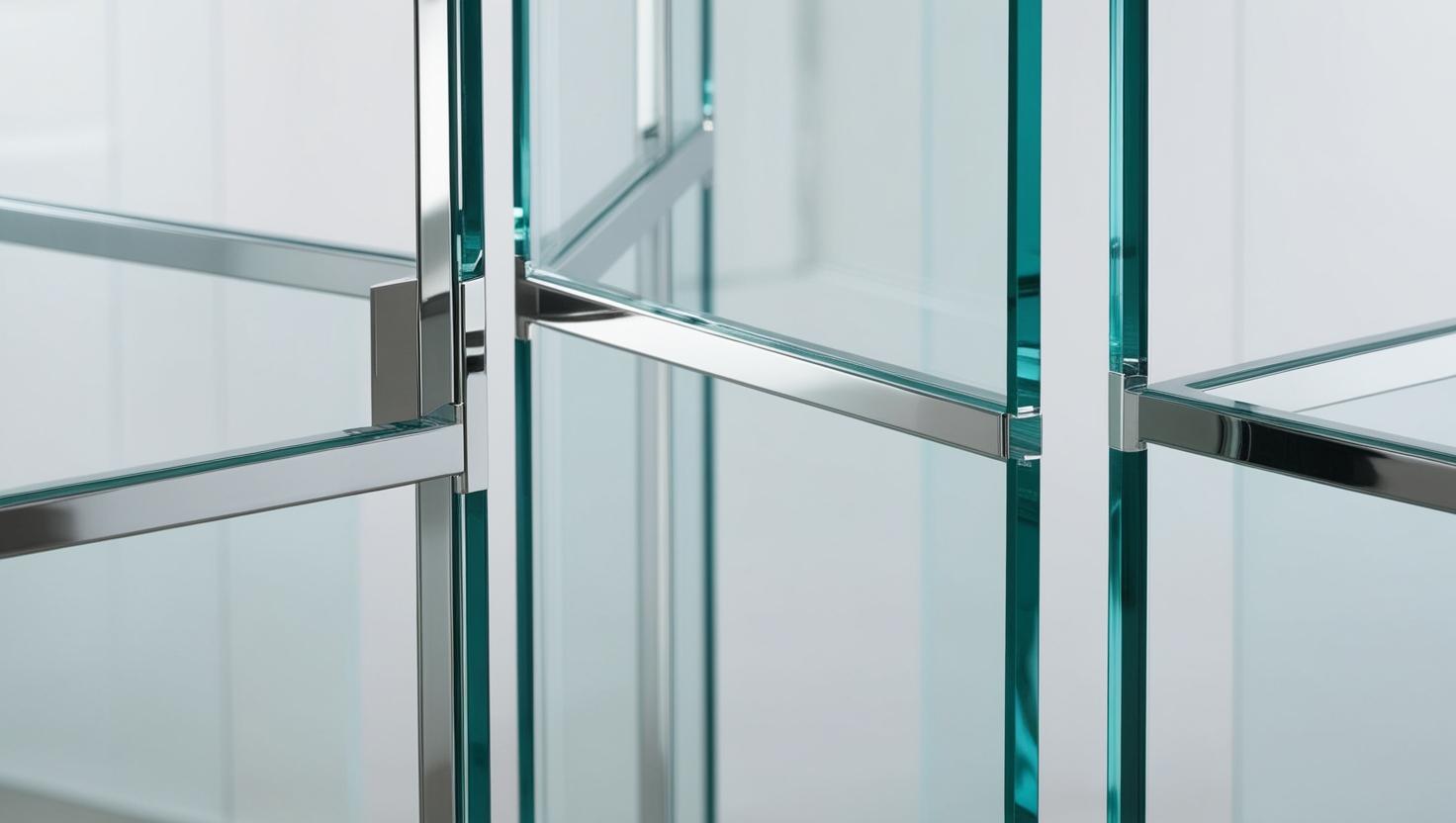 Glass partitions (frameless or aluminum-framed) closeup of joints (3)